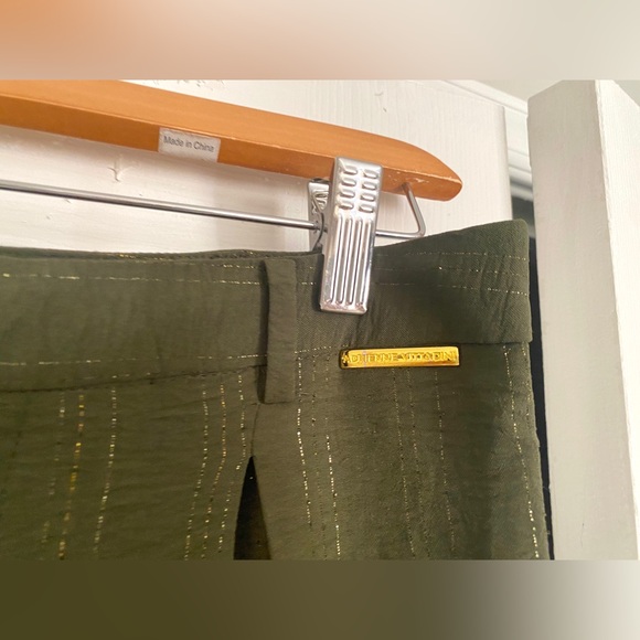 ADRIENNE VITTADINI Green Gold Lines Wide Leg Pants - Picture 3 of 8